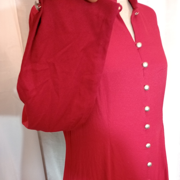 Christie & Jill Vintage Maxi, Dress, Red ButtonUp, V-Neck, Long Sleeve, 10 - Picture 6 of 15